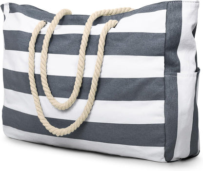 Becokan Beach Bag Large Beach Tote Bag for Women Waterproof Sandproof Swim Pool Bag With Zipper