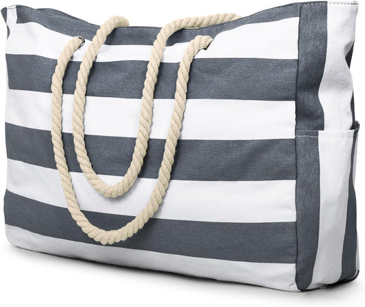 Becokan Beach Bag Large Beach Tote Bag for Women Waterproof Sandproof Swim Pool Bag With Zipper