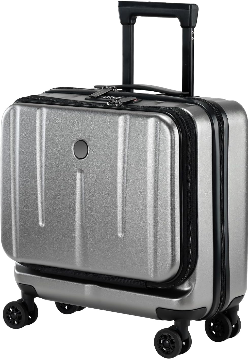 16 Inch Carry On Luggage with 2 Compartments for 14” & 15” Laptop, 16.14*8*17.12” Rolling Briefcase, Lightweight Hardshell ABS+PC Suitcase with Spinner Silent Wheels, for Business Trip, Dark Gray