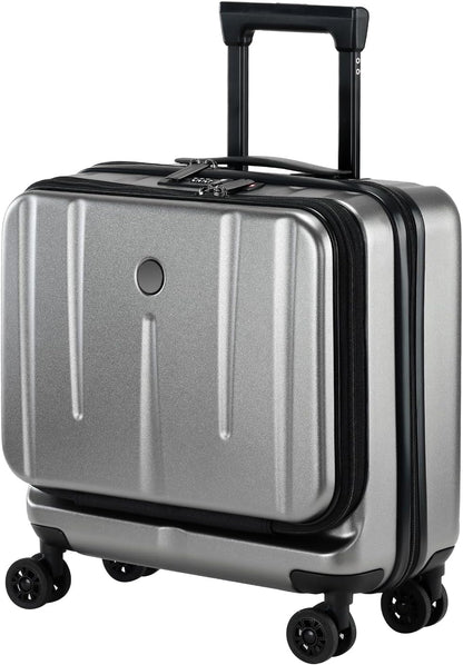 16 Inch Carry On Luggage with 2 Compartments for 14” & 15” Laptop, 16.14*8*17.12” Rolling Briefcase, Lightweight Hardshell ABS+PC Suitcase with Spinner Silent Wheels, for Business Trip, Dark Gray