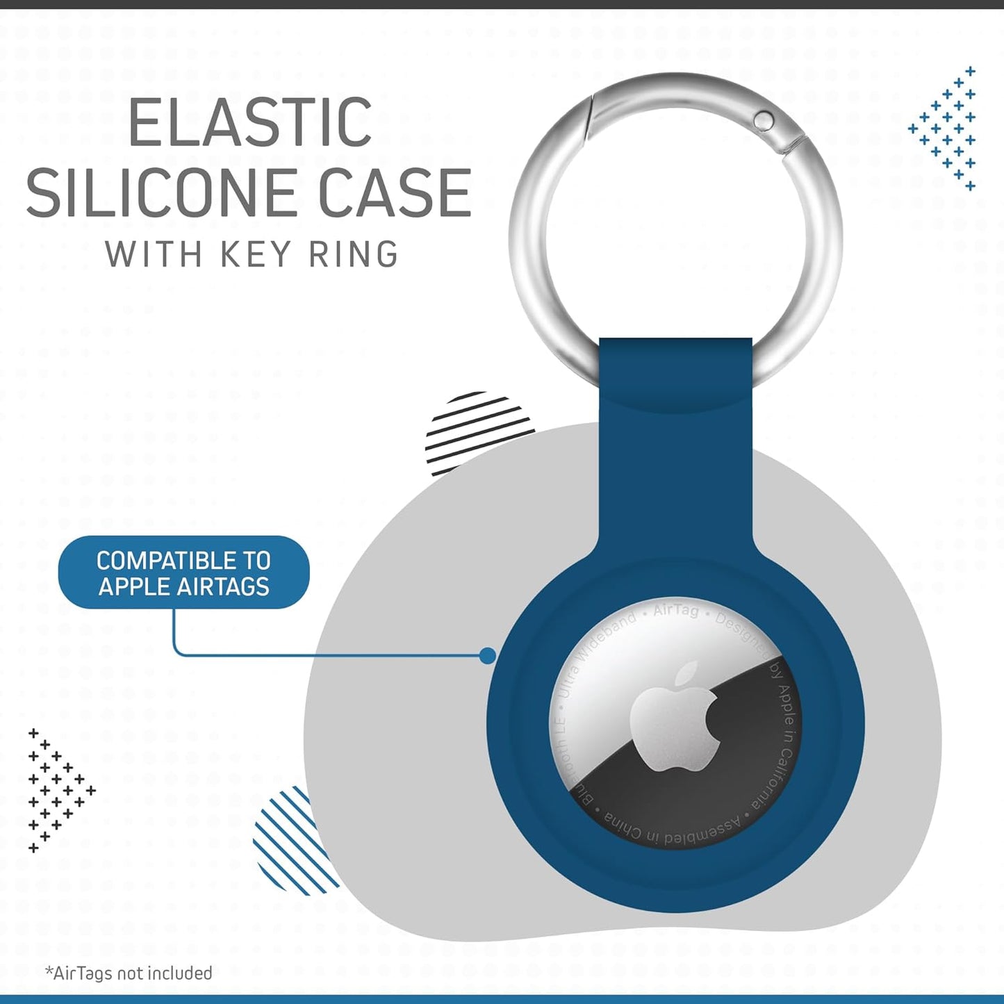 CHARGEWORX Air Tag Holder 4-Pack – Silicone Protective Keychain Holders for Apple Air Tags