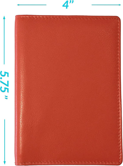 Personalized Monogrammed Orange Leather RFID Passport Wallet
