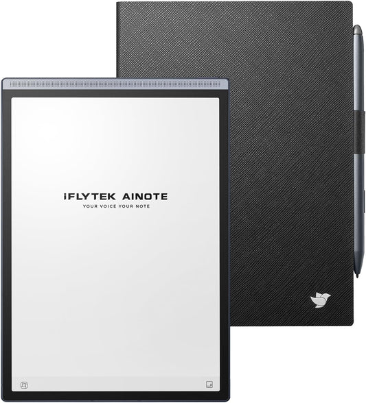 AINOTE Air 2 Bundle – 8.2'' Digital Writing Tablet with Pen, Smart Voice-to-Text Notes, Multilingual Transcription, ChatGPT Integration, Includes Black Folio Case