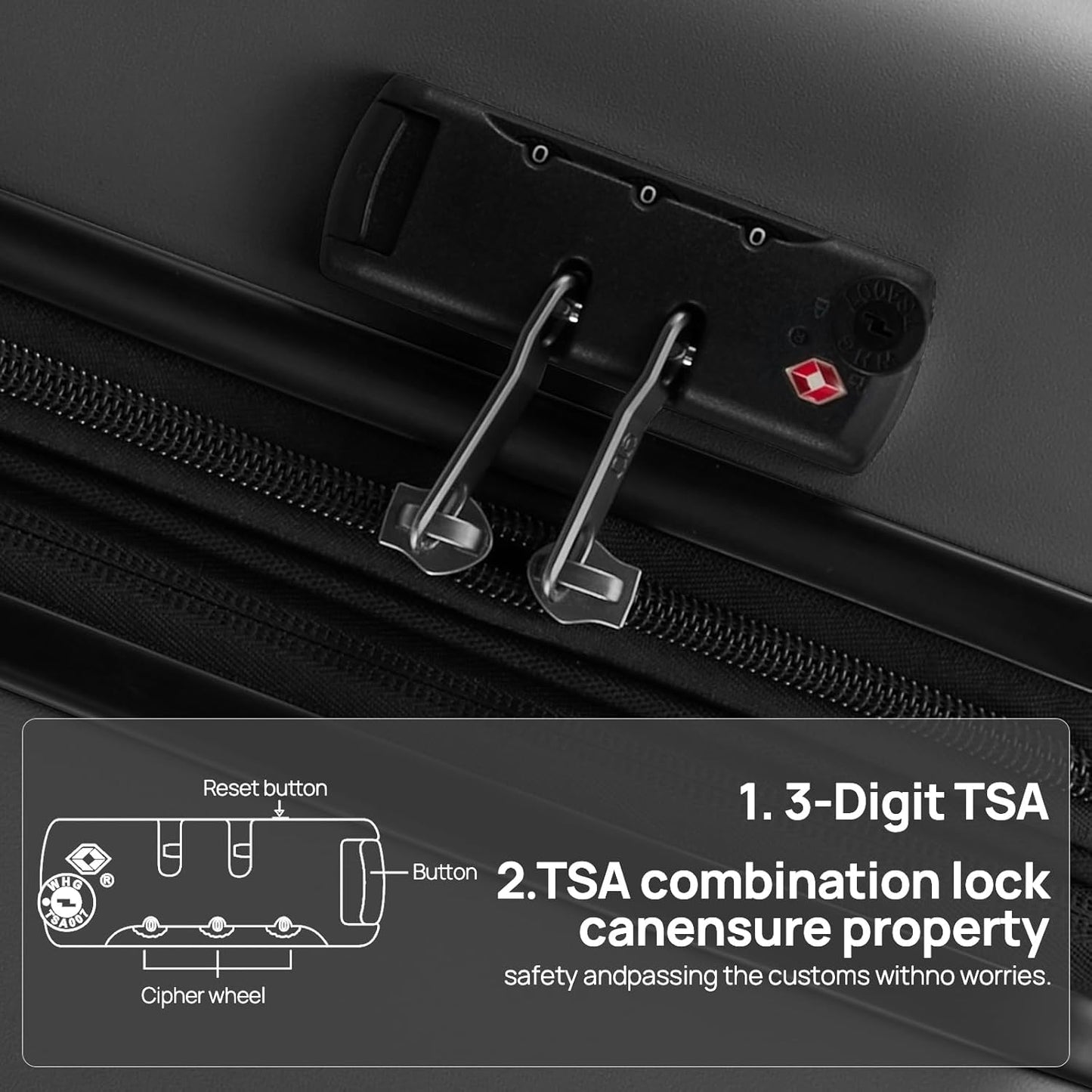 Carry on Luggage 22 X 14 X 9 Airline Approved, 20 Inch Luggage for 3-5 Days Travel, Double Spinner Wheels, 100% Hardshell PC, TSA Lock (09-Black, Checked 24-Inch)