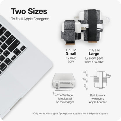 TAIM - Premium Charging Cable Organizer Case | Compact Travel Cord Management Accessories for Apple MacBook Pro, MacBook Air, & Vision Pro | Works with Apple USB-C & MagSafe Chargers | Size: Small