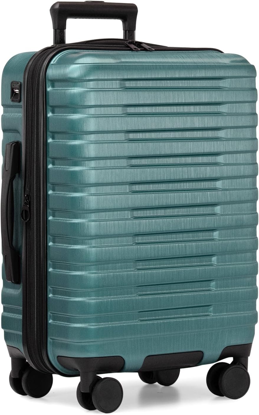 U.S. Traveler Boren Polycarbonate Hardside Rugged Travel Suitcase Luggage with 8 Spinner Wheels, Aluminum Handle, Teal, Carry-on 22-Inch, USB Port