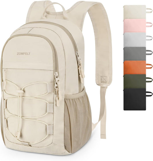 ZOMFELT Hiking Backpack for Women Men, 20L Lightweight Packable Backpacks for Trip, Water Resistant Small Travel Backpack, Foldable daypack for Hiking, Walking, Cycling, Camping, Beige