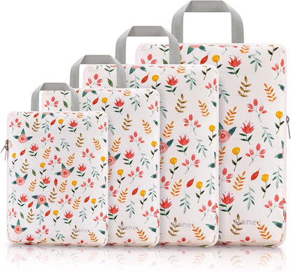 Gonex Compression Packing Cubes, 3pcs/4pcs Expandable Storage Travel Luggage Bags Organizers