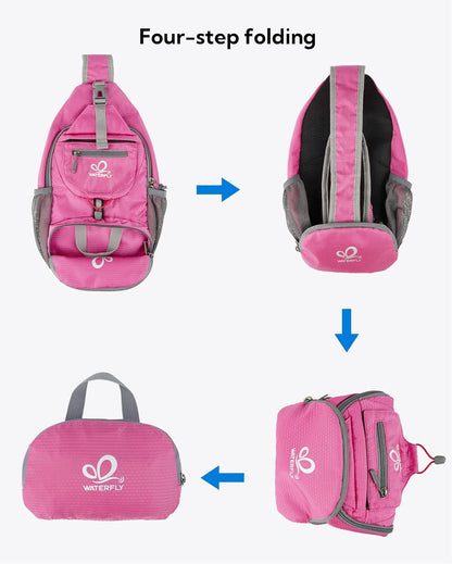 WATERFLY Packable Small Crossbody Sling Backpack Shoulder Chest Bag Daypack for Hiking Traveling
