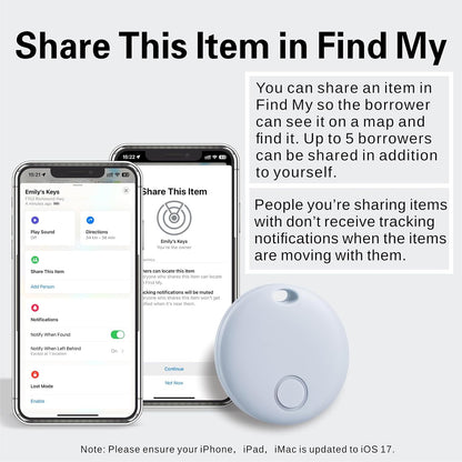 Reyke Smart Tag, Air Tracker Luggage Tracker, Works with Apple Find My (iOS Only), Item Locator for Key, Luggage, Backpack, Wallet, IP67 Waterproof, Blue