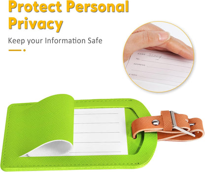 3 Pack Luggage Tags for Suitcases, TSA Approved Bag Tags, Baggage Tags with Privacy Protection, Travel Essentials Luggage Accessories, Green & Brown
