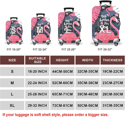 WUJIAONIAO Travel Luggage Cover Baggage Suitcase Cover Protector Skins 18-32 Inch (Vintage Flamingo, S (for 18-20 inch luggage))