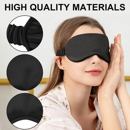 2Pack Silk Sleep Mask,Eye Mask for Sleeping,Elastic Blackout Eye Mask & Blindfold for Full Night's Sleep,Travel and Nap(Black)