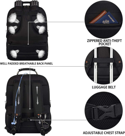 18.4 inch Gaming Laptop Backpacks with USB Charging Port, Big Capacity TSA Friendly RFID Anti Theft Pocket College Heavy Duty Computer Work bag for Men