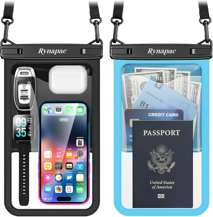 [Up to 10"] Large Waterproof Phone Pouch Bag - 2 Pack Waterproof Phone Case for iPhone 16 15 14 Pro Max Galaxy S25 S24 Ultra, IPX8 Cellphone Water Protector Pouch Beach Essentials Travel Must Haves