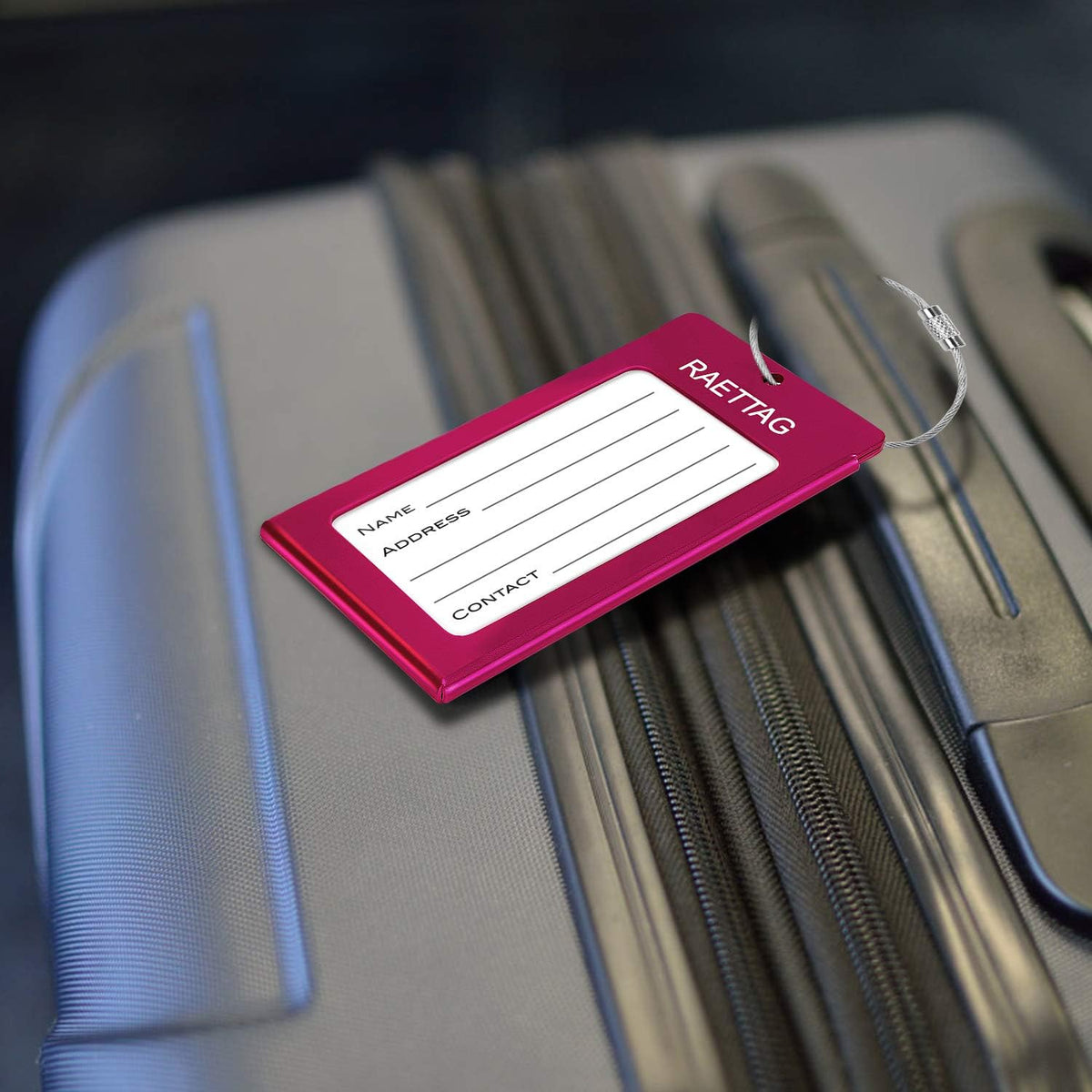 Luggage Tags Metal Suitcase Tags Travel Bag ID Identifier Luggage Tag (Red 2-Pack)