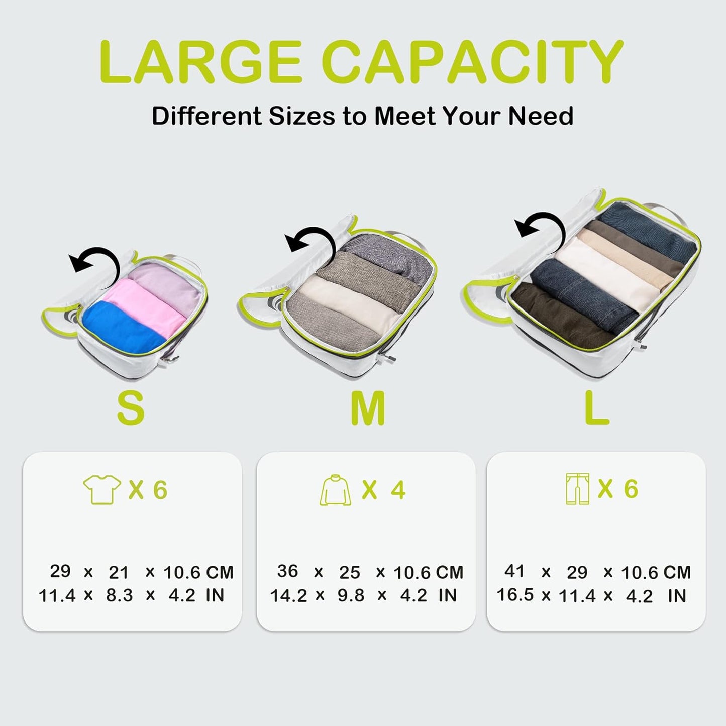 Cipway Compression Packing Cubes, Ultralight Luggage Organizer Bags, Travel Essentials for Carry on Suitcase (3 Piece,White)