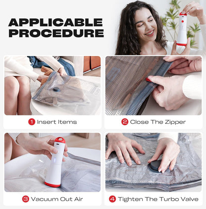 Travel Vacuum Storage Bags with Rechargeable USB Pump, 15 Pack Carry-On Size Compression Packing Bags for Luggage and Suitcase, Space Saver for Clothes and Clothing Travel