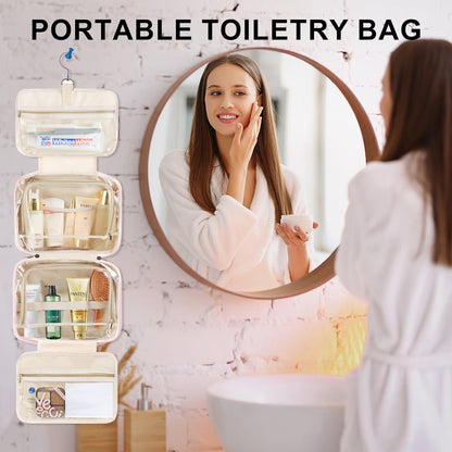 TOPEAST Travel Toiletry Bag for Women - Hanging Toiletry Bag Initial Makeup Bag, Portable Toiletries Cosmetic Bag, Airplane Travel Essentials - Letter I, Pink