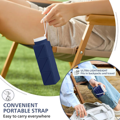 2pcs 610ml Collapsible Water Bottles Upgrade Foldable Water Bottle BPA Free Reusable Lightweight LeakProof Silicone Water Bottles 20.6oz for Travel Gym Hiking Office Camping Sport