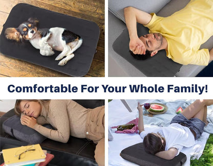 TREKOLOGY Camping Pillow - Large Inflatable (24"x15") for Home-Like Comfort, Portable & Ergonomic, Easy to Clean, Durable & Leak-Proof, Removable Strap for Secure Fit – ALUFT Ultra (Grey)