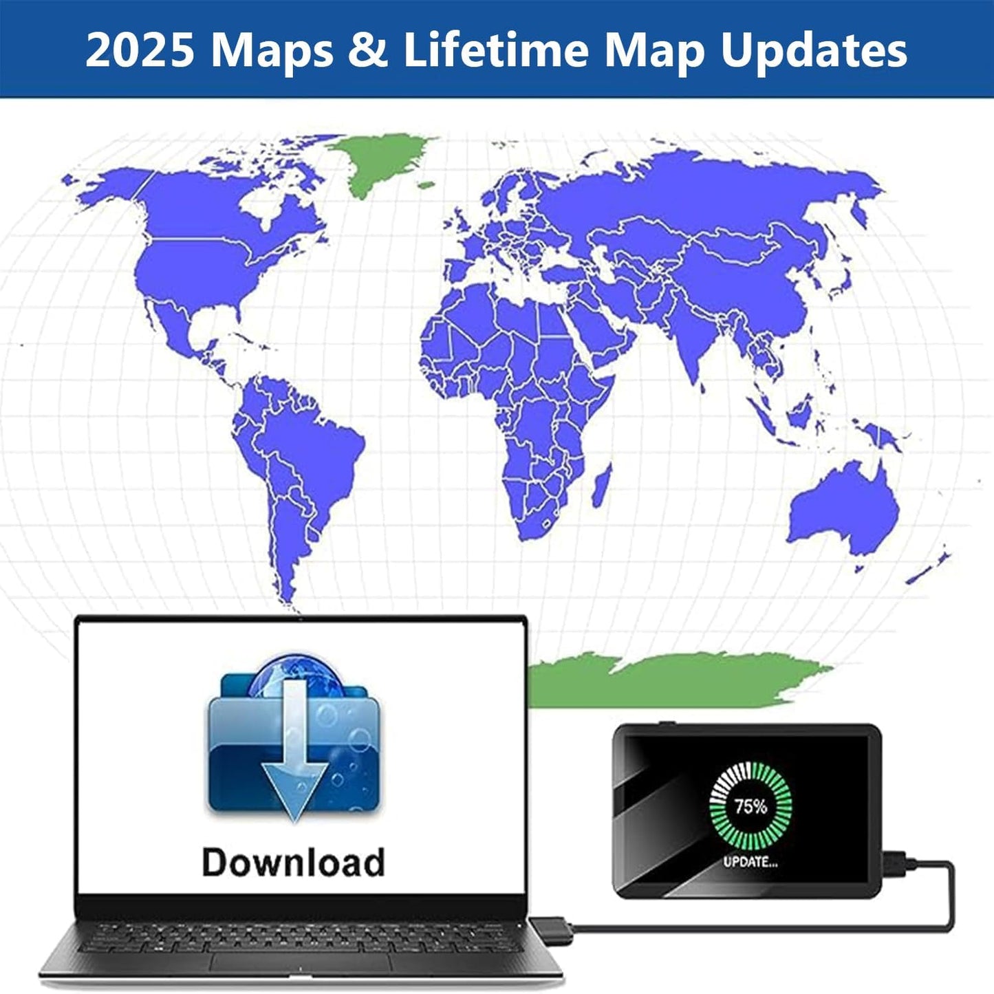 2025 Car GPS Navigator 2.5D Touchscreen 7inch Car GPS, Truck GPS Commercial Drivers,Real Voice prompts Turn Direction， Speed Limit Warning Speed Camera Alert, Lane Guidance Assist, POI