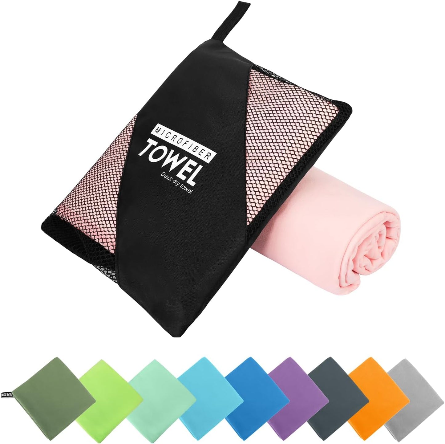 Microfiber Travel Towel, Soft Lightweight Quick Dry Towel, Super Absorbent Compact Travel & Sports & Beach Towels for Camping, Backpack, Gym, Swimming, Yoga, Hiking (XL:30"×60" -Pink)
