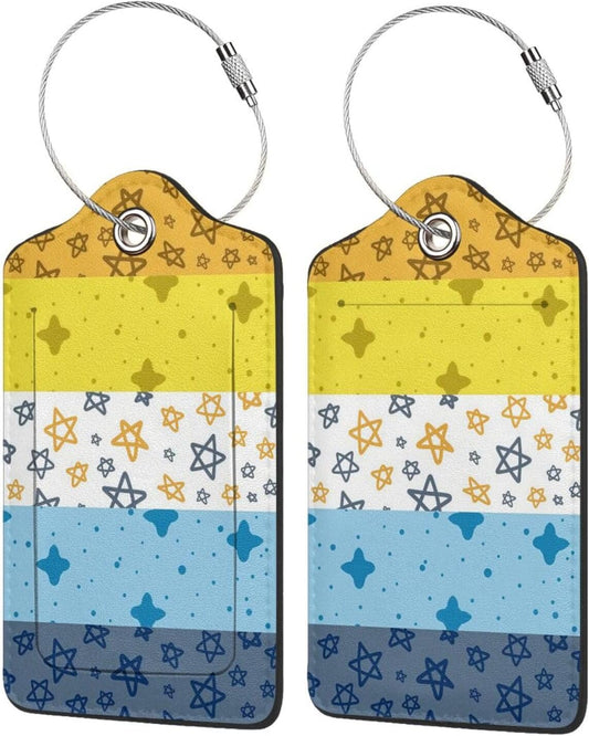 Fun Luggage Tags for Suitcases Leather Name Tag for Luggage Cute Travel Baggage Tags for Carnival Cruise Ships with Funny Patter 2pcs (Star)
