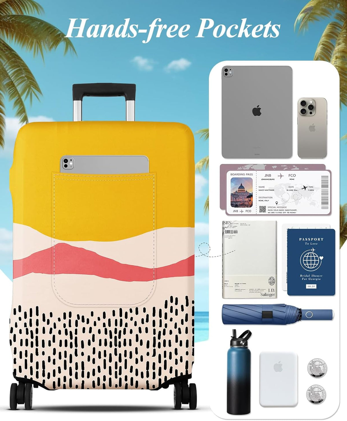 Slohif Luggage Cover for Suitcase Tsa Approved Protector - Luggage Sleeve Large Suit Case Cover Travel Stretch Baggage Case Protective Washable Fit 24-27 Inch Patchwork M