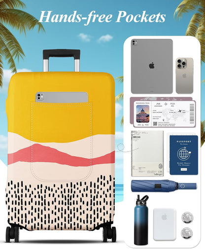 Slohif Luggage Cover for Suitcase Tsa Approved Protector - Luggage Sleeve Large Suit Case Cover Travel Stretch Baggage Case Protective Washable Fit 24-27 Inch Patchwork M