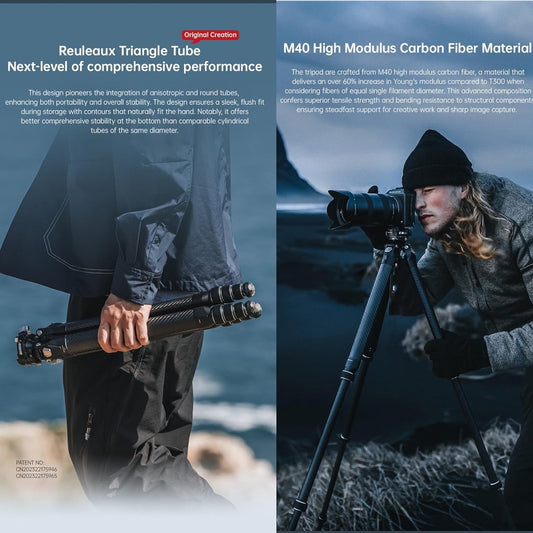 Falcam TreeRoot 61" F38 Pro Quick Lock Travel Tripod,with 360 Degree Damping Ball Head Load Capacity 5kg/11lbs,Carbon Fiber Tripod with F22 Interfaces, 1/4" Screw,Carry Strap Holes for Cameras