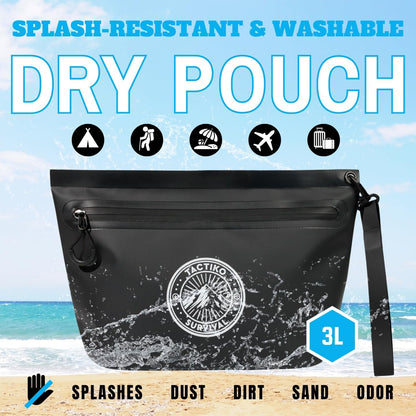 3-Pack Tactiko Heavy-Duty Splash Water Resistant Zipper Pouches - Hold-All Organizers for Dry Bags, Travel Bags (3, Black/Gray/Green)