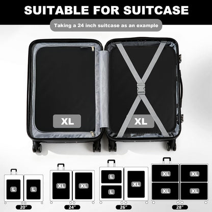 Extra Large Compression Packing Cubes for Travel Essentials, 2 Set Expandable Travel Cubes for Packing Bags Suitcase Organizer, Black
