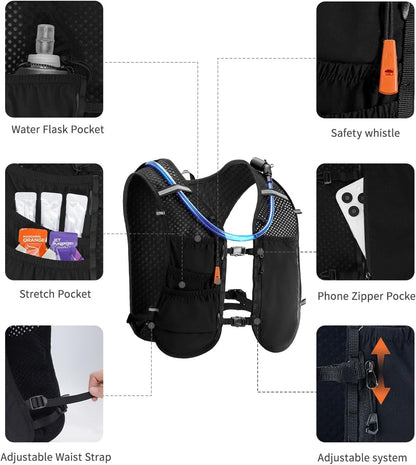 ECOHUB Running Hydration Vest Backpack,Lightweight Breathable Pack with 2L Water Bladder Bag Daypack for Hiking Trail Running Cycling Race Marathon for Women Men
