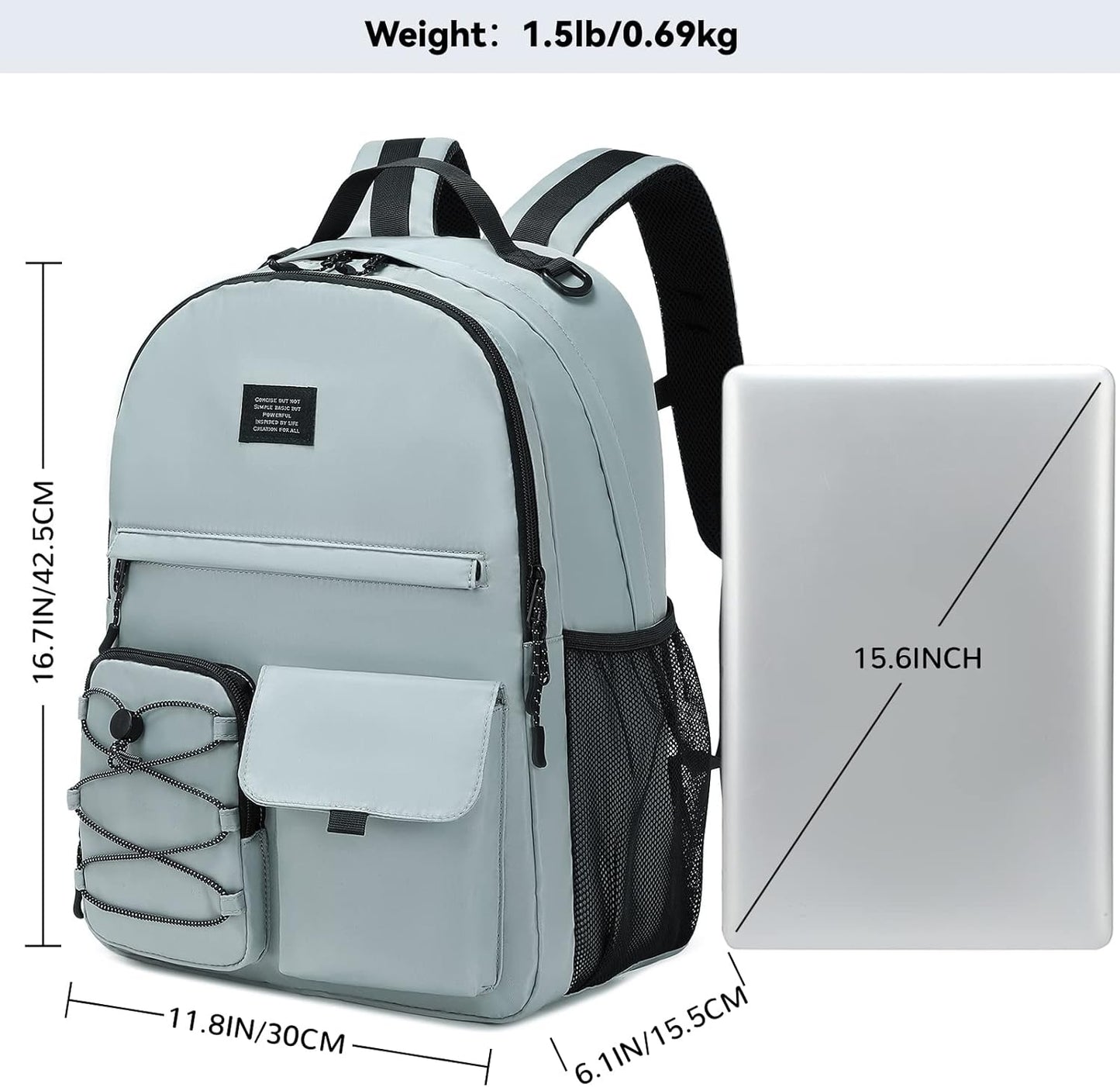Lohol Fashion Backpack with Anti Theft Pocket, Water Resistant Travel Daypack for Teen Girls & Boys (Smoky Grey)