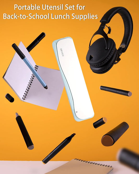 DEVICO Travel Utensils With Case, 18/8 Stainless Steel Camping Utensils, Reusable Portable Silverware Cutlery Set For Lunch Box, Include Fork Spoon Chopsticks