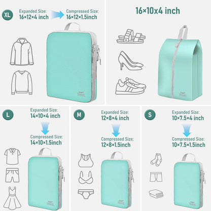 4-Piece Packing Cube Set - Lightweight Luggage Organizers for Travel, Vacation and Suitcases - Durable Accessories with Compression