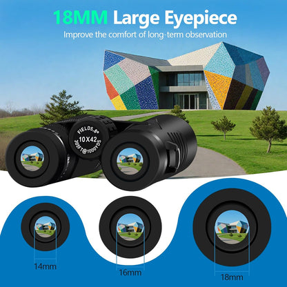 10x42 High Powered Binoculars for Adults, Kttrey Compact Waterproof Binoculars with Clear Low Light Vision for Bird Watching, Hunting, Cruise, Stargazing and Travel, Includes Carrying Bag and Strap