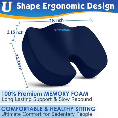TushGuard Seat Cushion for Office Chair Memory Foam Non-Slip Desk Seat Cushion - Image 2