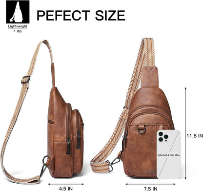 7L Sling Bag for Women Men Leather Small Sling Backpack Daypack Anti Theft Fanny Pack Crossbody Purse Travel