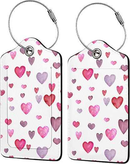 Watercolorful Love Rain Luggage Tag Personalized Luggage Tags for Suitcases,Leather Bag Tags for Backpacks Handbag with Name ID Label Travel Essentials Baggage Tags 2 Pack