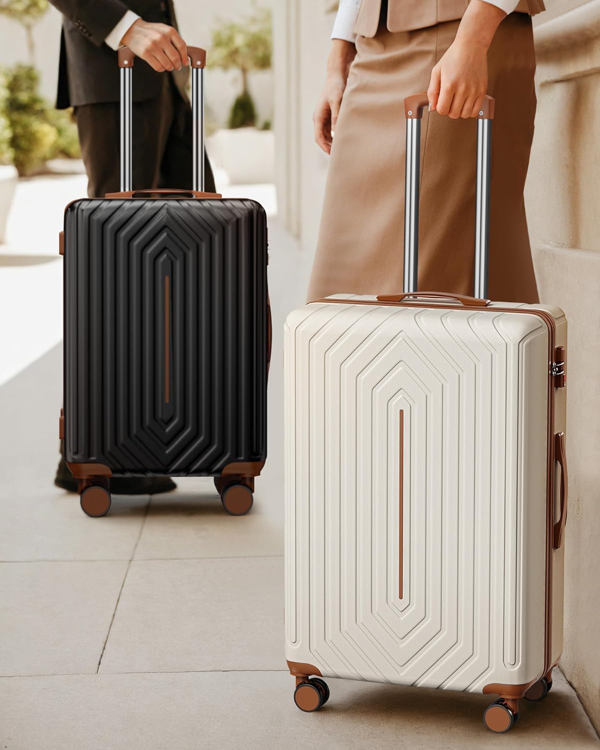 28 inch Luggage Hardside and Lightweight Suitcase with Spinner Wheels TSA Lock for Travel Business,Orange With Black