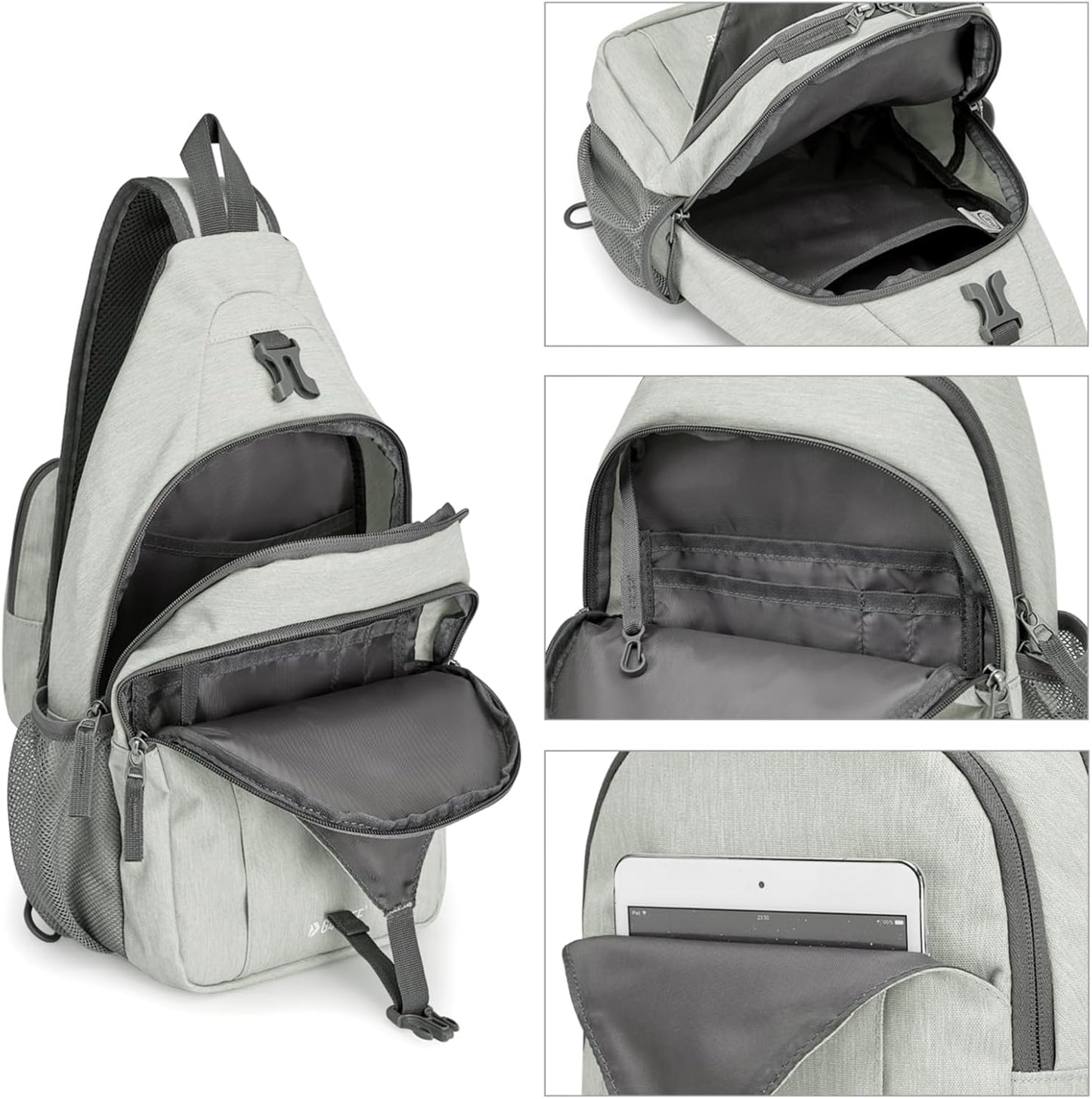 G4Free Sling Bag RFID Blocking Sling Backpack Crossbody Chest Bag Daypack for Hiking Travel(Gainsboro)