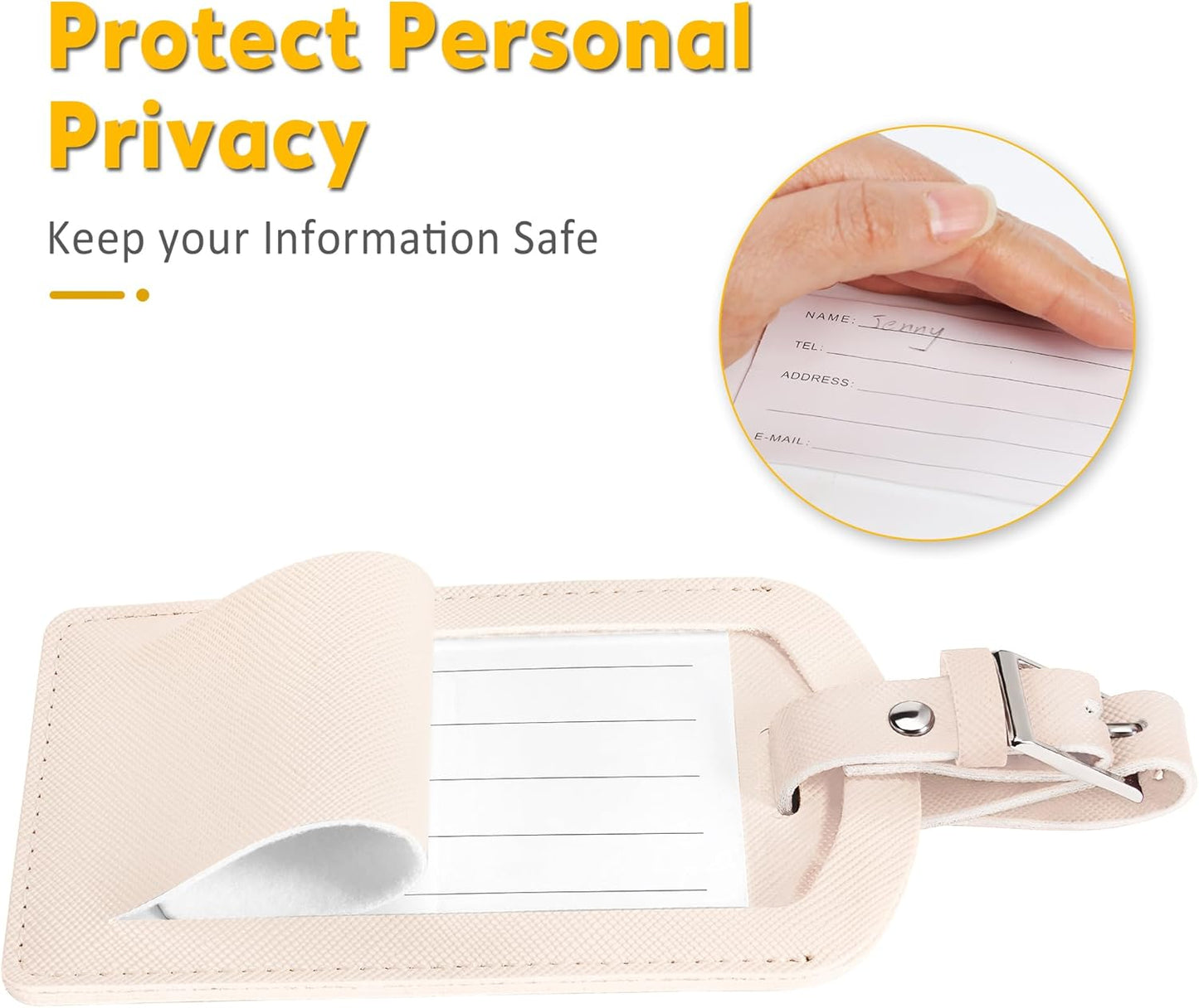 3 Pack Luggage Tags for Suitcases, TSA Approved Bag Tags, Baggage Tags with Privacy Protection, Travel Essentials Luggage Accessories, Ivory