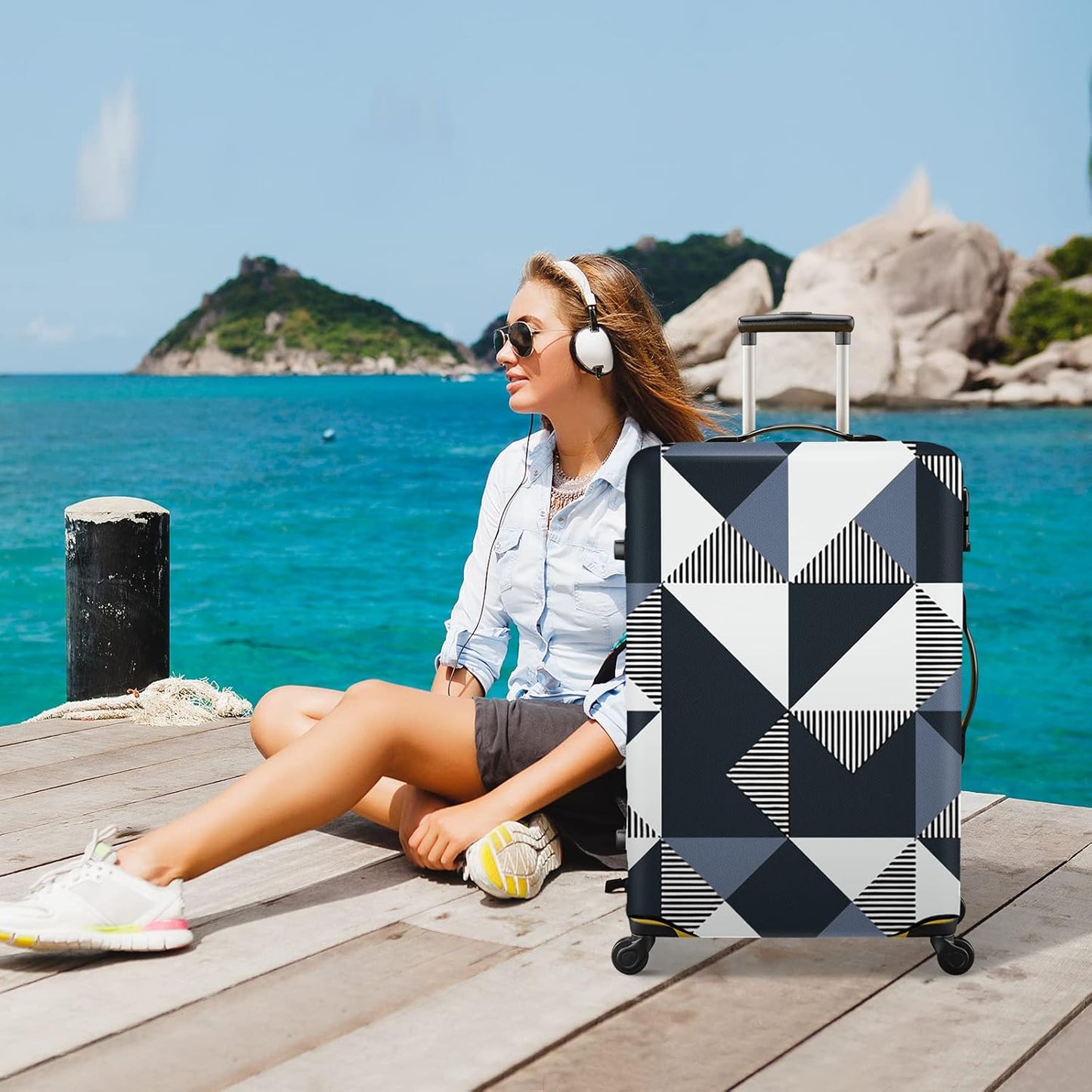 30 Inch PVC Luggage Protector Covers for TSA Approved Clear Suitcase Cover Protector Transparent Luggage Protective Cover Set (Triangle, Suitable for 30"-31")