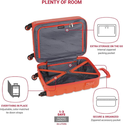 SwissGear 7366 Hardside Expandable Luggage with Spinner Wheels, Orange, Carry-On 19-Inch