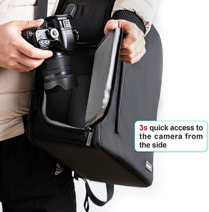 Cwatcun Professional Camera Backpack - Waterproof DSLR/SLR/Mirrorless Camera Case - Compatible with Sony, Canon, Nikon - Large Black