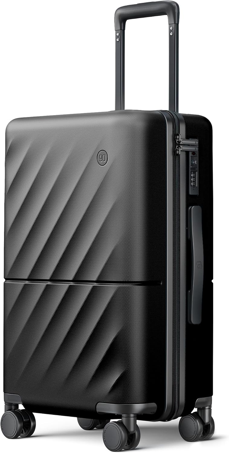 Carry On Suitcase, 20 Inch Carry-On Luggage with Double Spinner Wheels, Anti-Burst Zipper, Hard Case PC Suitcase Carry On, Lightweight Travel Luggage, TSA Approved (Onyx Black, Hudson)