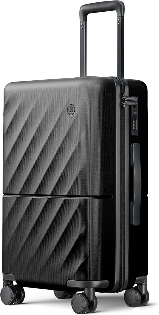 Carry On Suitcase, 20 Inch Carry-On Luggage with Double Spinner Wheels, Anti-Burst Zipper, Hard Case PC Suitcase Carry On, Lightweight Travel Luggage, TSA Approved (Onyx Black, Hudson)