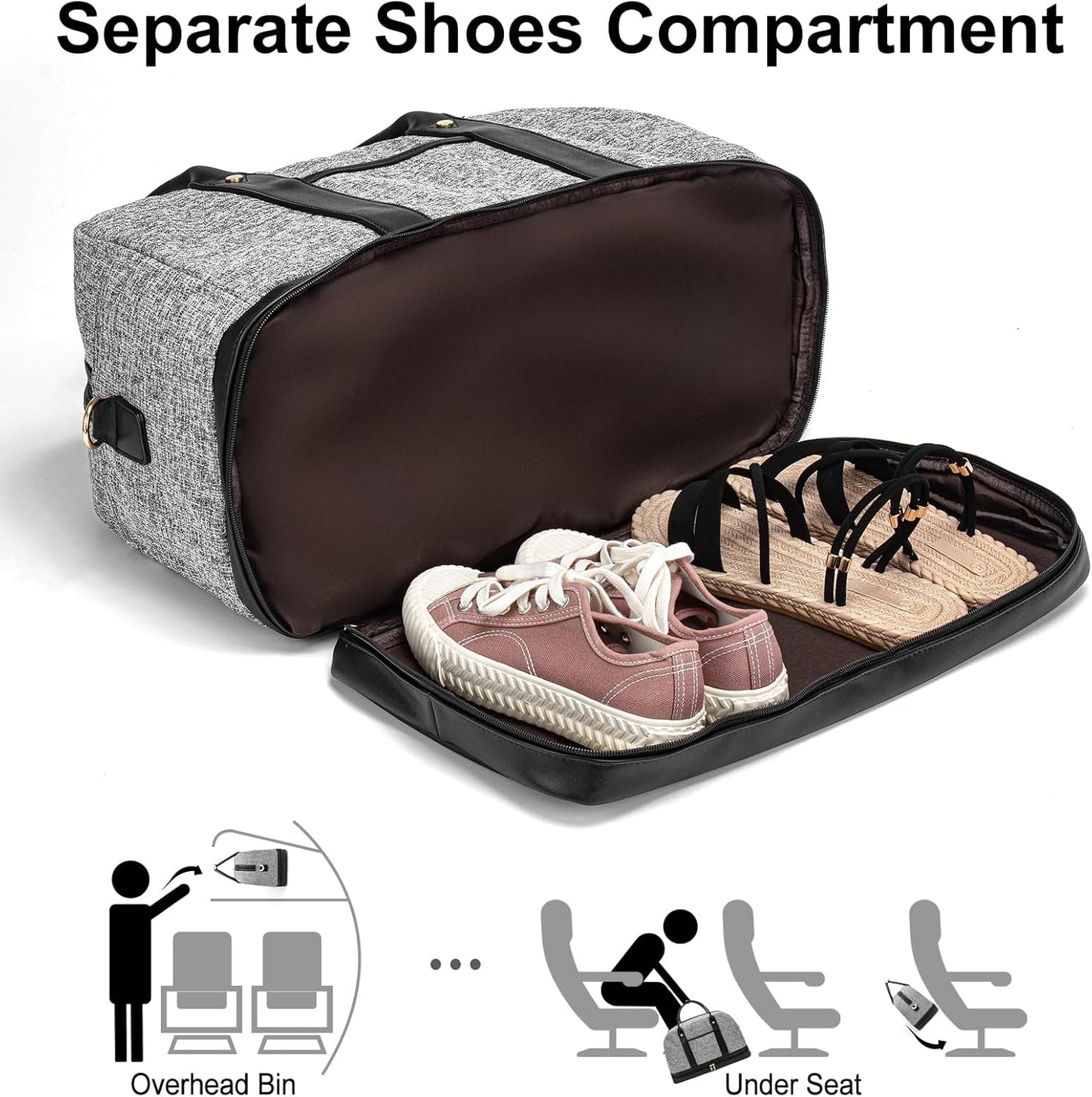 Weekender Bag for Women Canvas Overnight Bag Large Travel Tote Bag Carry on Shoulder Duffle Bag With Shoe Compartment,Perfect for Travel/Daily Use/Birthday Gift …